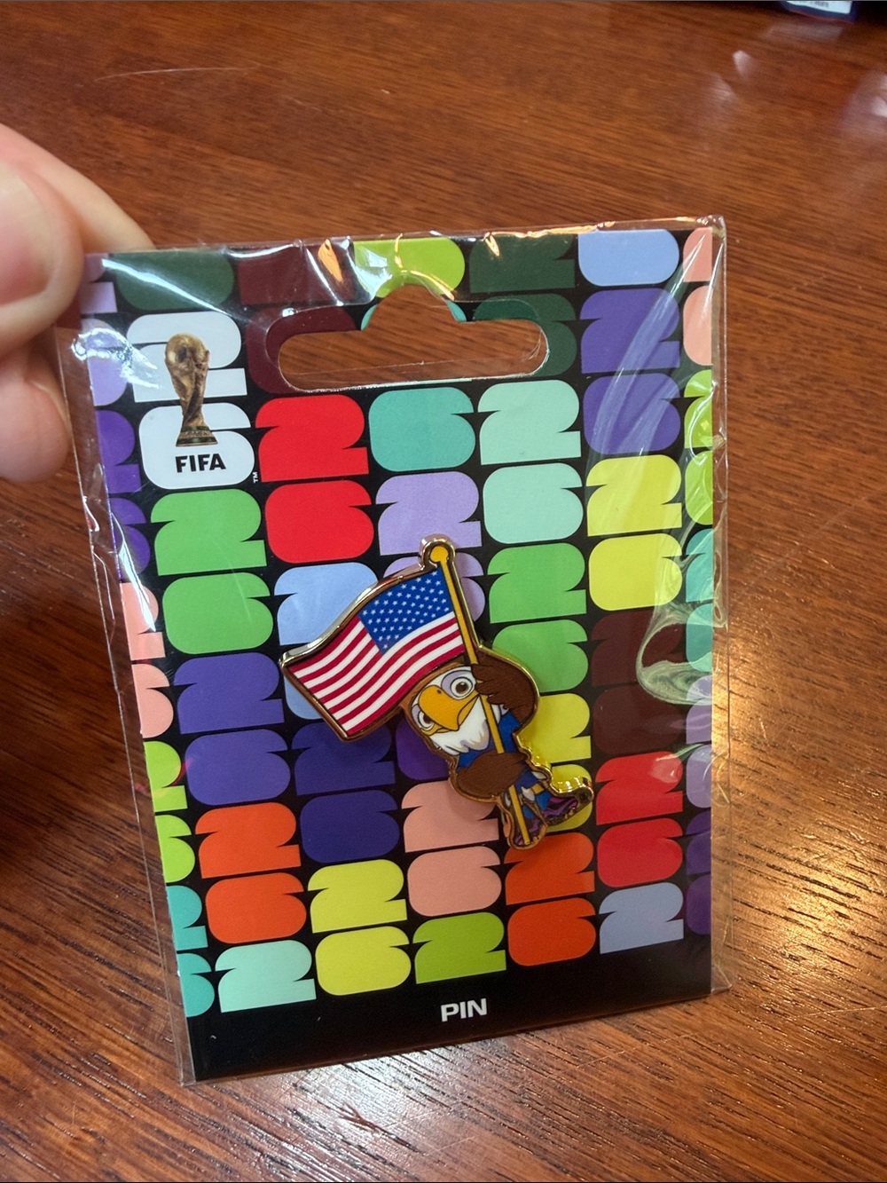 2026 FIFA World Cup Soccer Eagle Flag Enamel Pin - American Flag